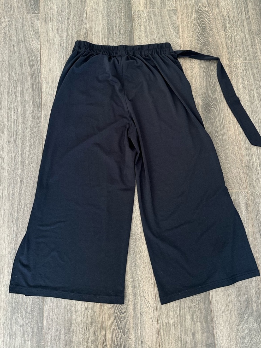 Kaffe Dark Academia High Waist Wide Leg Flowy Navy Summer Crop Trouser Pants